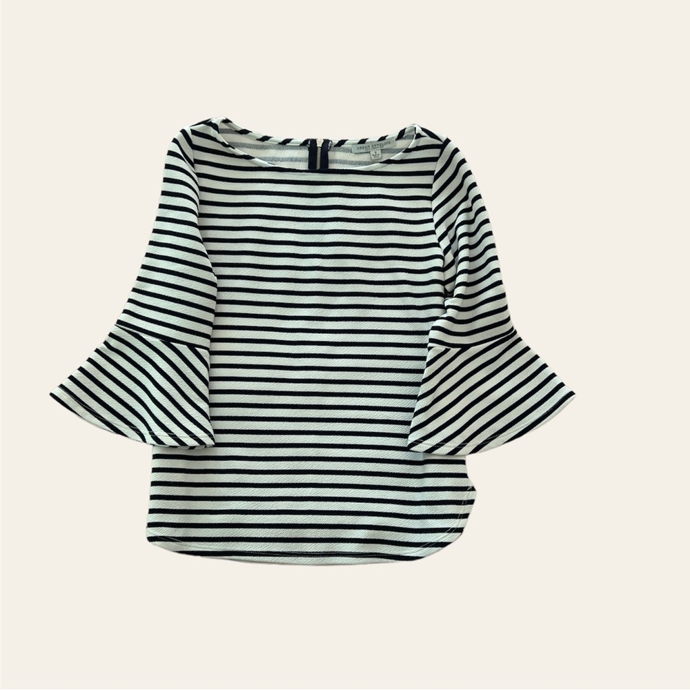Navy & white stripe flare sleeve